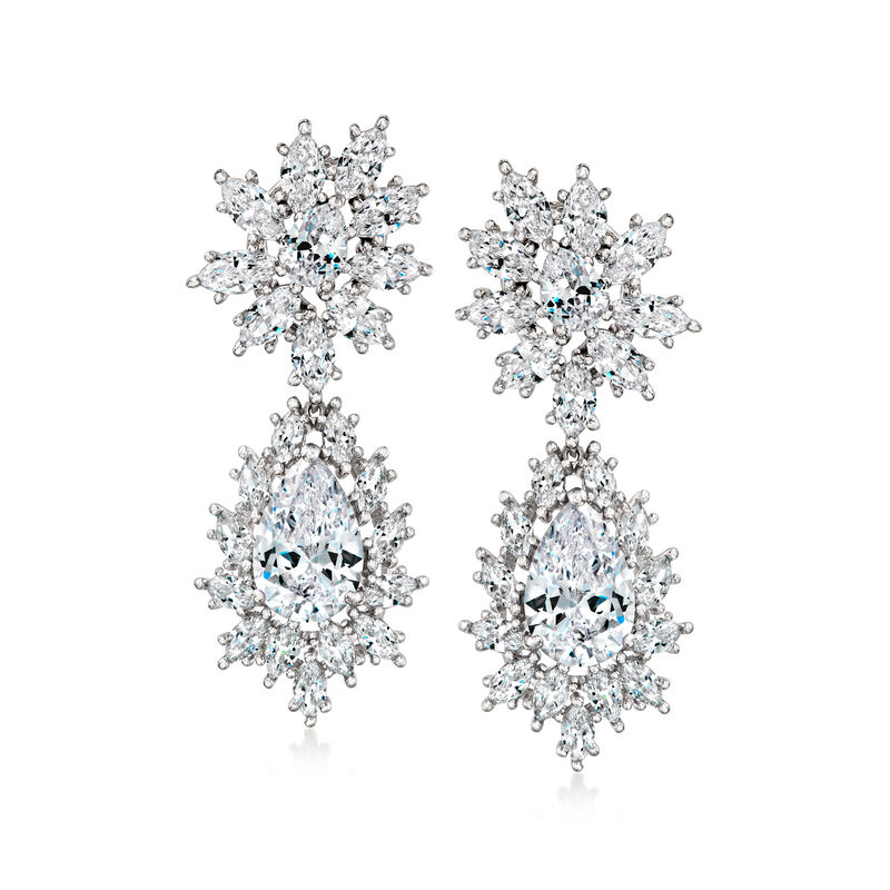 20.50 ct. t.w. CZ Drop Earrings in Sterling Silver  image number 0