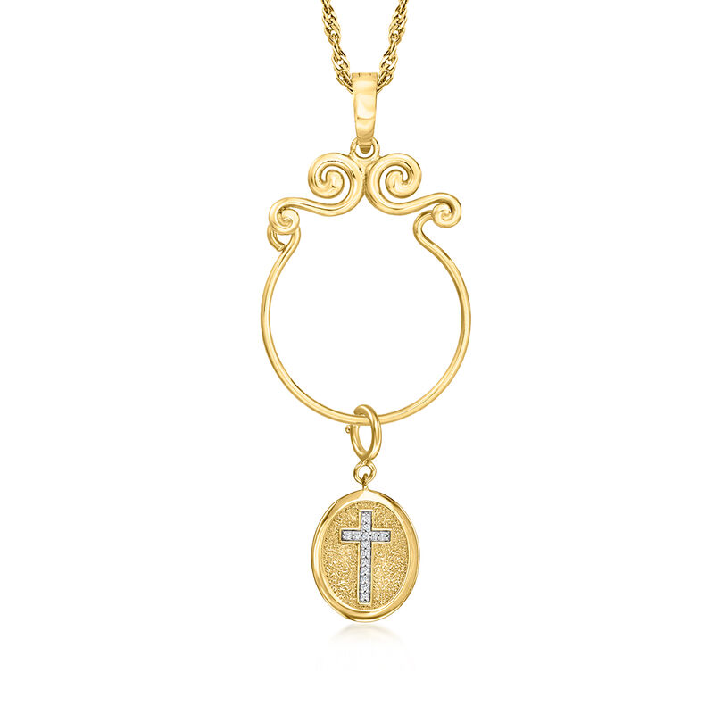 Diamond Cross Charm in 18kt Gold Over Sterling  image number 2