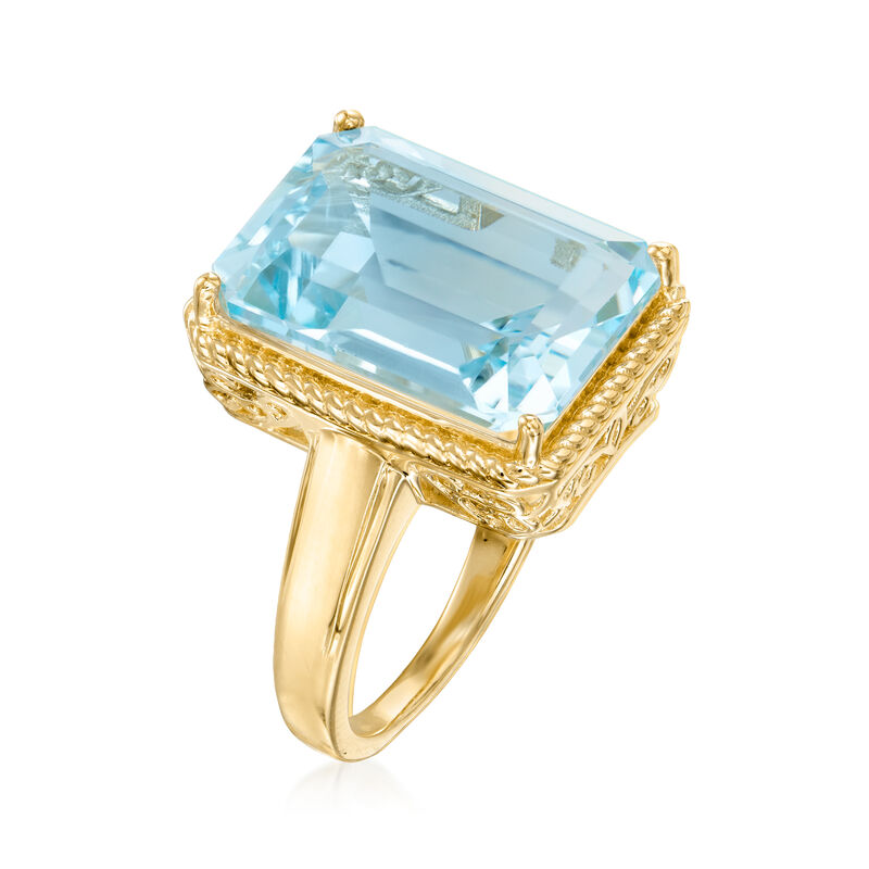 13.00 Carat Sky Blue Topaz Ring in 18kt Gold Over Sterling image number 2