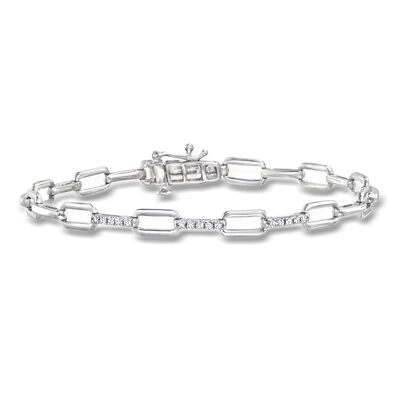 .15 ct. t.w. Diamond Paper Clip Link Bracelet in Sterling Silver
