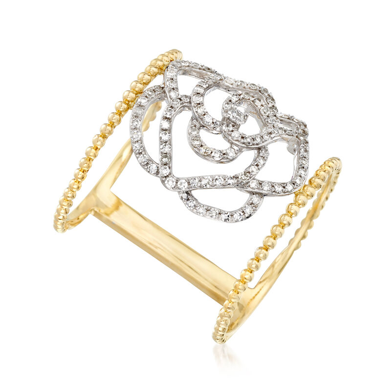 .40 ct. t.w. Diamond Openwork Floral Ring in 14kt Two-Tone Gold image number 2