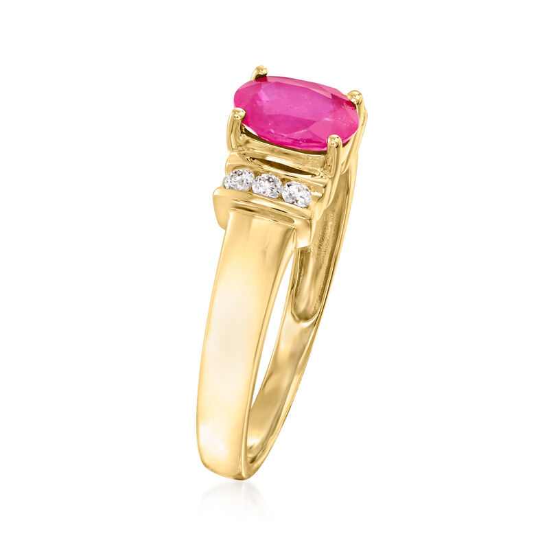 .85 Carat Ruby and .10 ct. t.w. Diamond Ring in 14kt Yellow Gold image number 2
