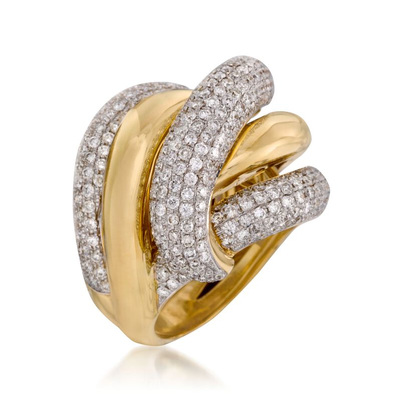 3.60 ct. t.w. Diamond Crisscross Ring in 18kt Yellow Gold image number 2