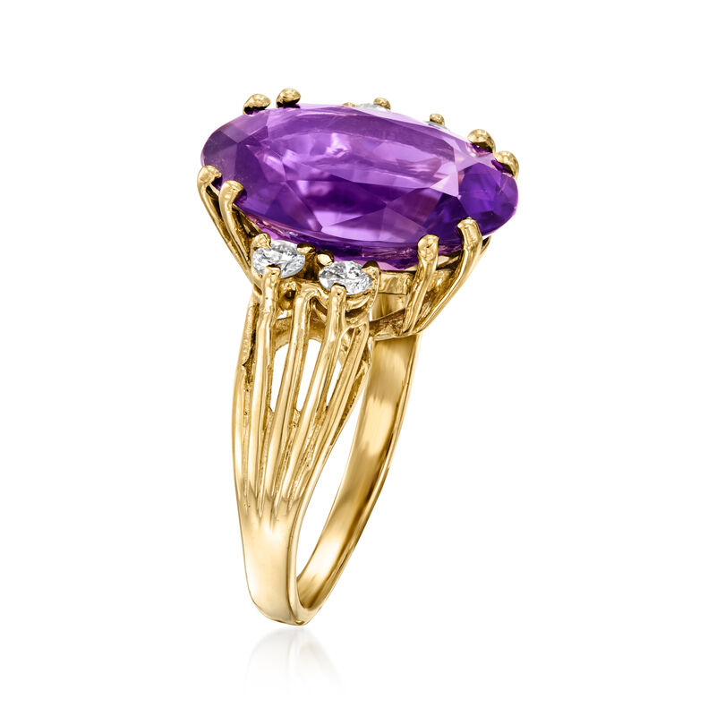 C. 1980 Vintage 8.80 Carat Amethyst and .30 ct. t.w. Diamond Ring in 14kt Yellow Gold. Size 7 image number 2