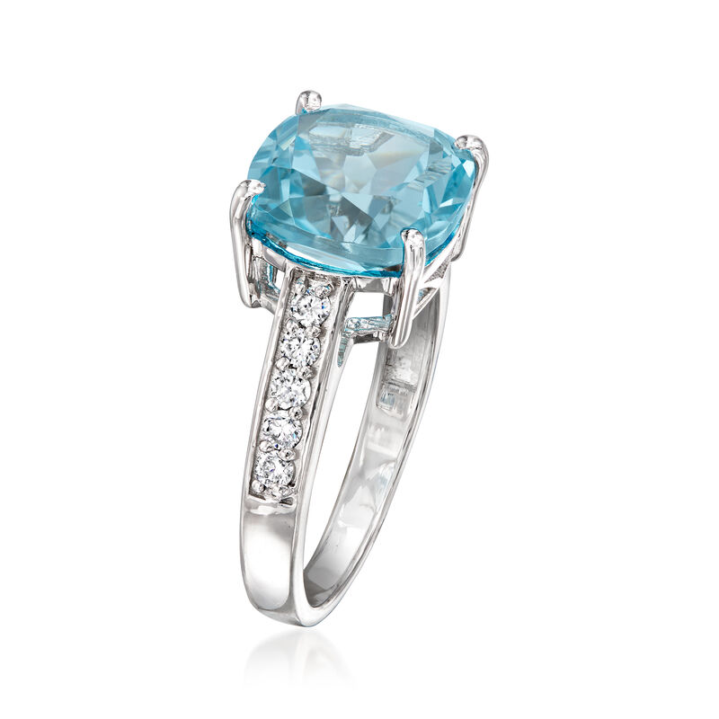 4.40 Carat Sky Blue Topaz Ring with .25 ct. t.w. Lab-Grown Diamonds in Sterling Silver image number 2