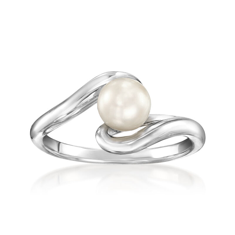 6-6.5mm Cultured Pearl Swirl Ring in Sterling Silver image number 0