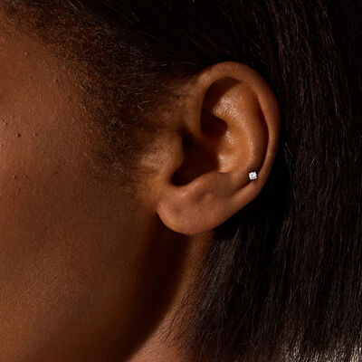 Round Lab-Grown Diamond Flat-Back Stud Earrings in 14kt White Gold