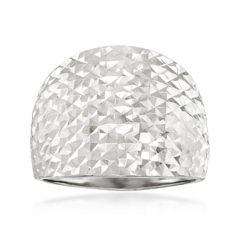 Sterling Silver Textured and Polished Dome Ring image number 0