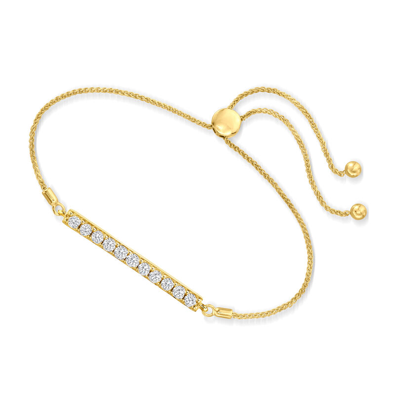 .50 ct. t.w. Diamond Bar Bolo Bracelet in 18kt Gold Over Sterling image number 2