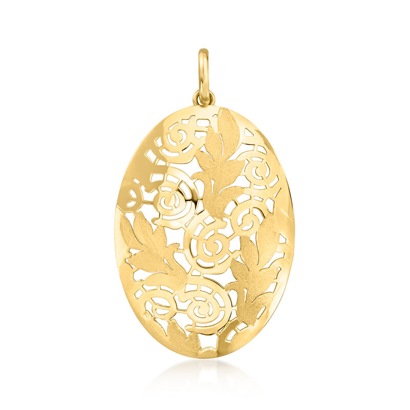 Italian 14kt Yellow Gold Leaf Swirl Cutout Pendant image number 1