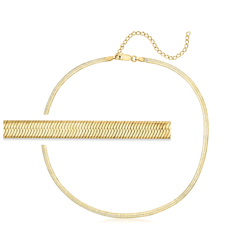 Italian 3mm 18kt Gold Over Sterling Herringbone Choker Necklace image number 0