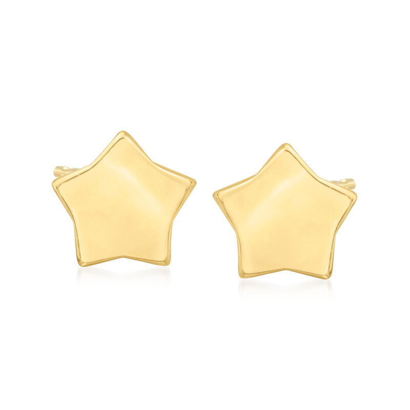14kt Yellow Gold Puffed Star Stud Earrings image number 0