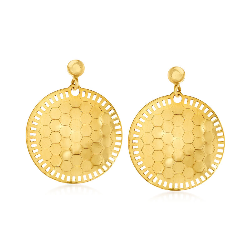 Italian 18kt Yellow Gold Honeycomb Drop Earrings image number 0