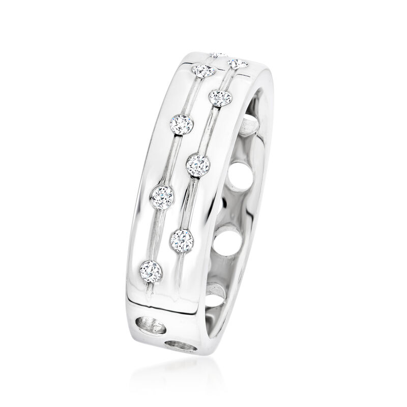 .15 ct. t.w. Diamond Dotted Channel Ring in Sterling Silver. Size 7 image number 1