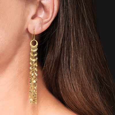 Italian 14kt Yellow Gold Multi-Strand Lumachina-Chain Drop Earrings
