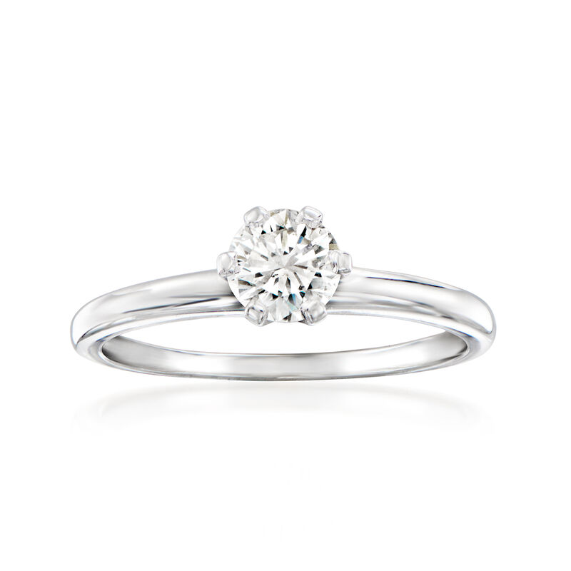 C. 2000 Vintage .55 Carat Diamond Solitaire Ring in 18kt White Gold. Size 6.75 image number 0