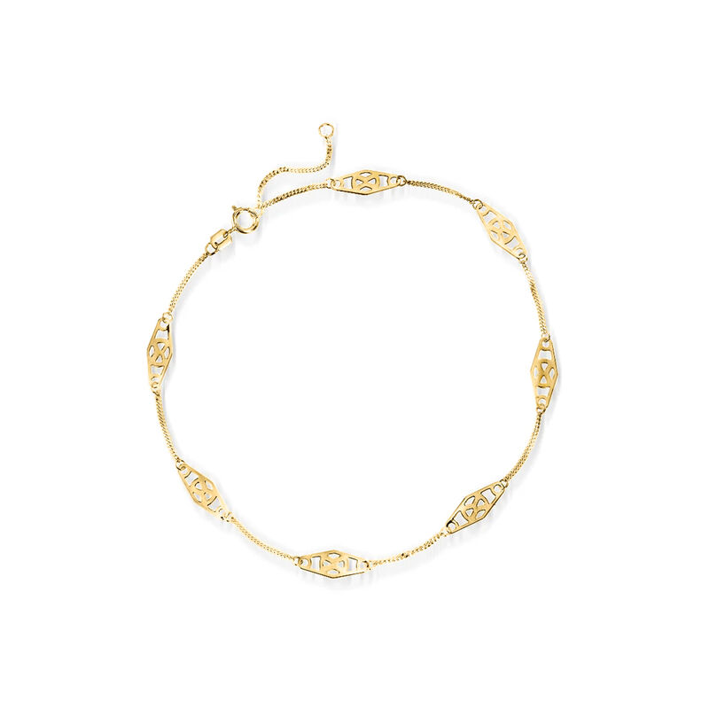 14kt Yellow Gold Navette Station Anklet image number 0