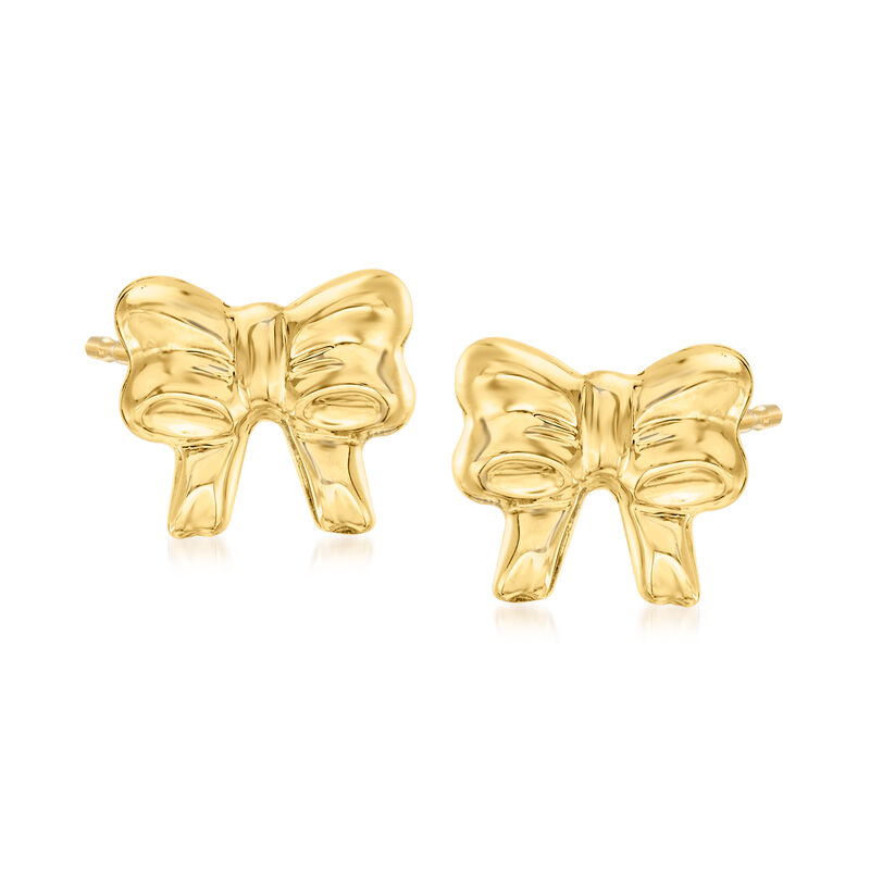 14kt Yellow Gold Bow Earrings image number 0