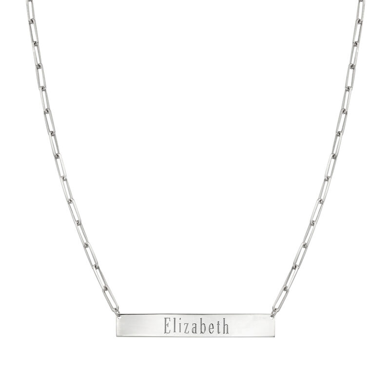 Sterling Silver Personalized Bar Paper Clip Link Necklace image number 2