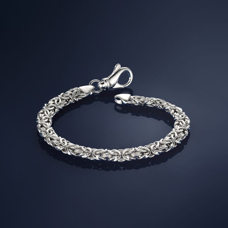 Sterling Silver Small Byzantine Bracelet. 9" image number 4