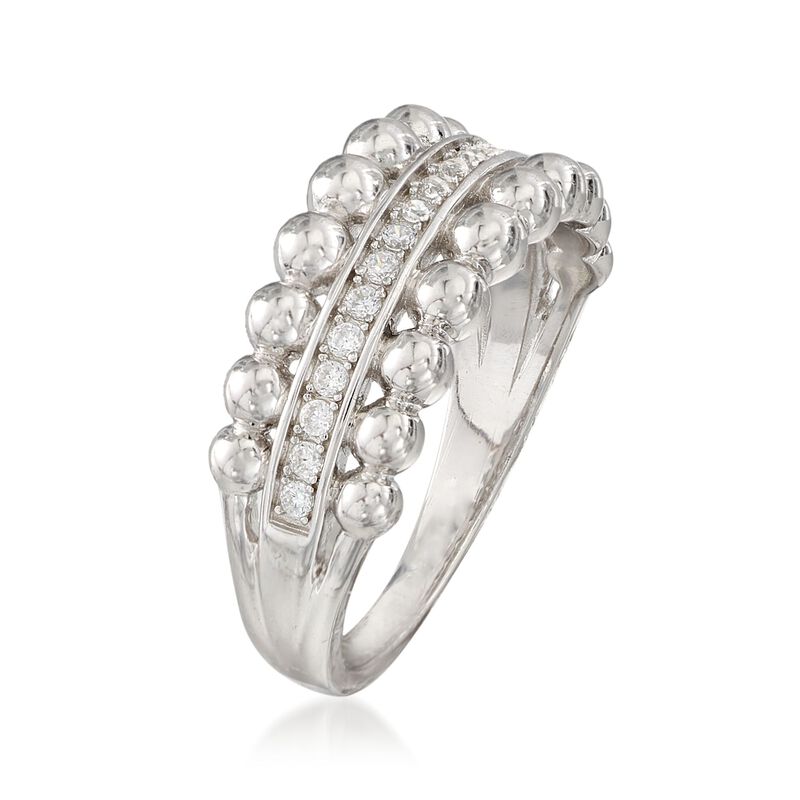 .10 ct. t.w. CZ Beaded Edge Ring in Sterling Silver image number 2