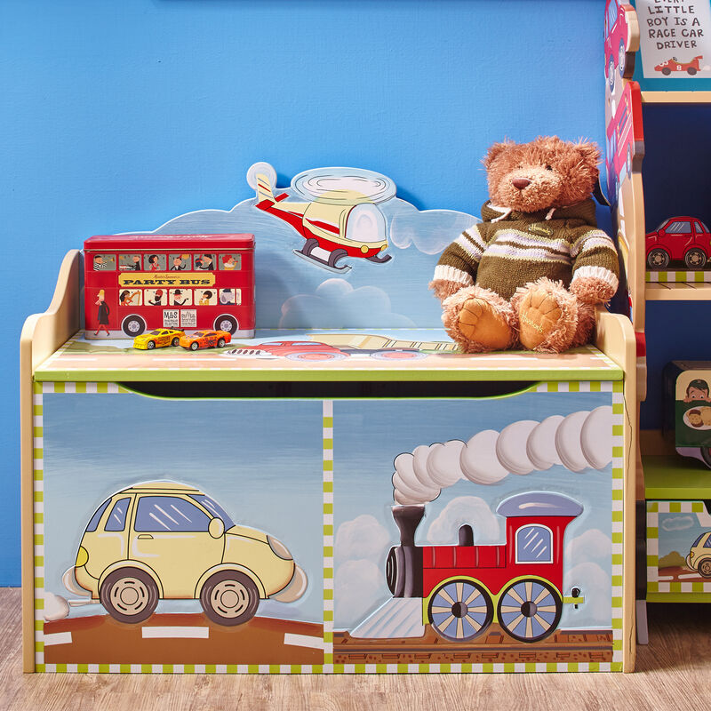 Child's Transportation Wooden Toy Chest image number 6