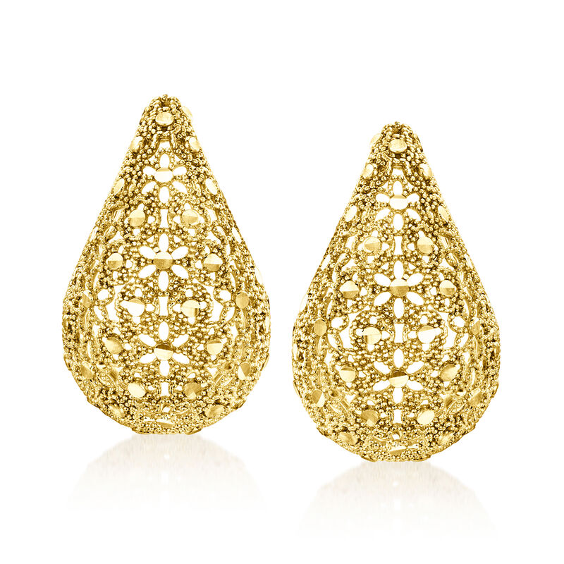 Italian 18kt Gold Over Sterling Milgrain Teardrop Earrings  image number 2
