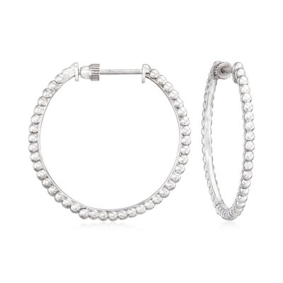 Gabriel Designs Sterling Silver Beaded Hoop Earrings