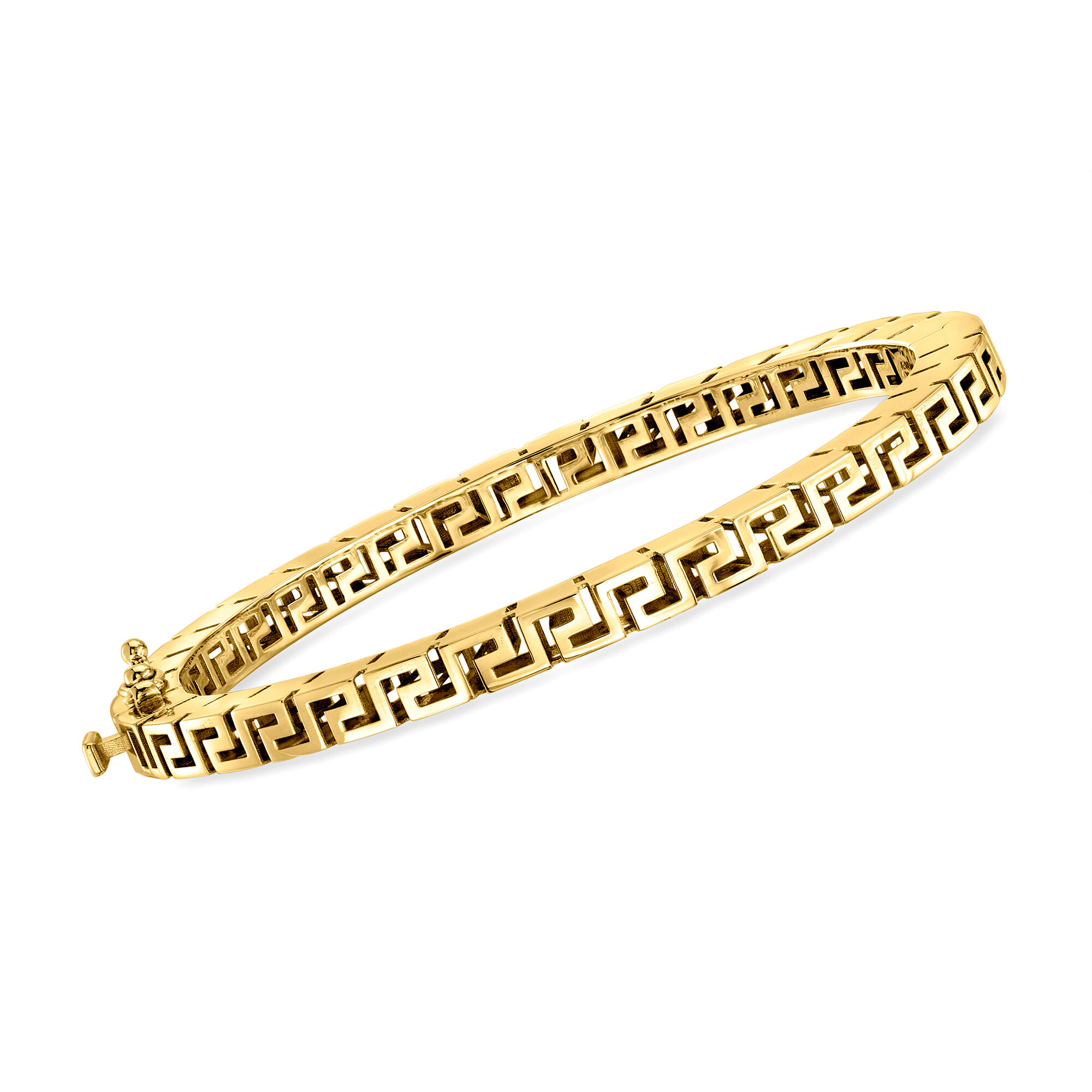 14kt Yellow Gold Greek Key Bangle Bracelet. 7