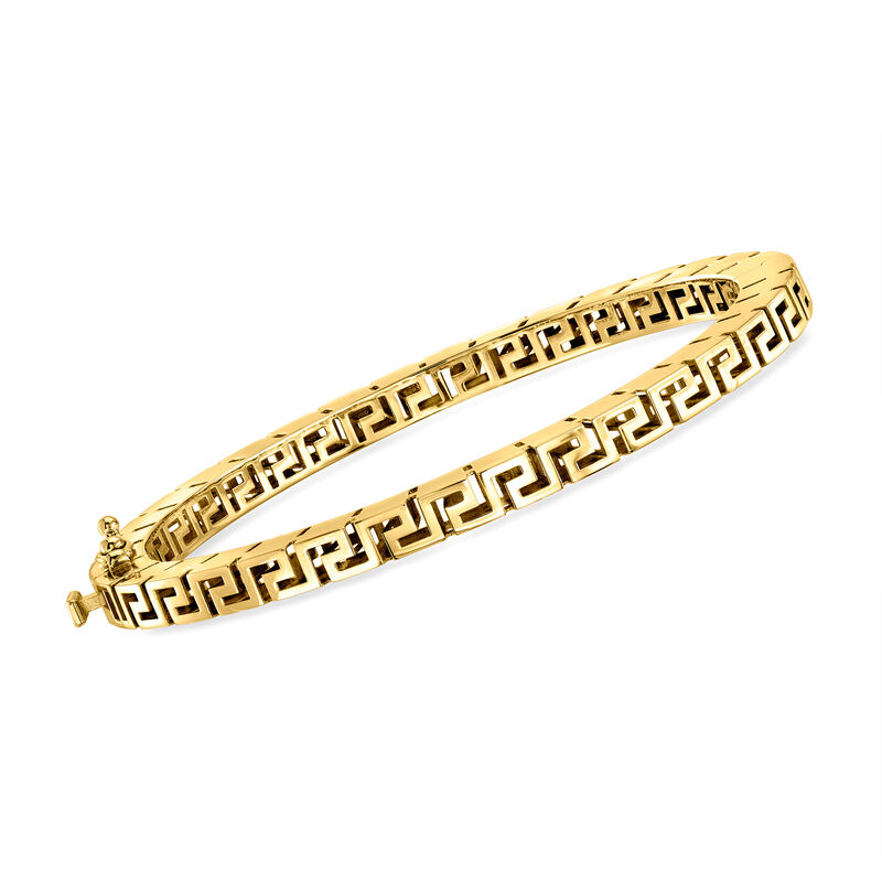 14kt Yellow Gold Greek Key Bangle Bracelet. 7&quot; image number 0