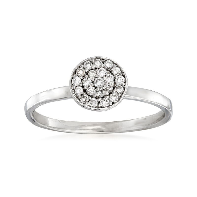 C. 1990 Vintage .20 ct. t.w. Pave Diamond Circle Ring in 14kt White Gold. Size 6.5 image number 0