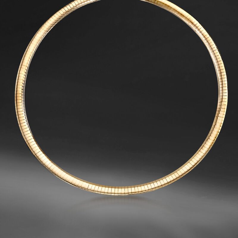 Italian 6mm Two-Tone Sterling Silver Reversible Omega Necklace image number 2