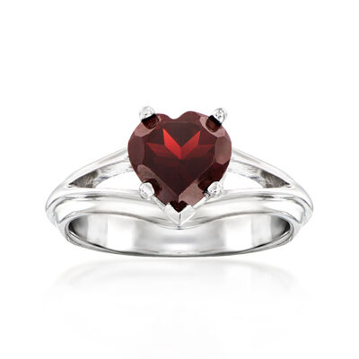 1.90 Carat Garnet Heart Ring in Sterling Silver