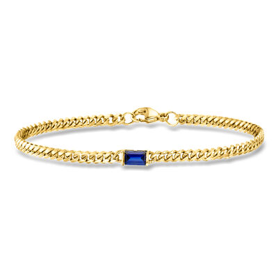.30 Carat Lab-Grown Sapphire Curb-Link Bracelet in 18kt Gold Over Sterling