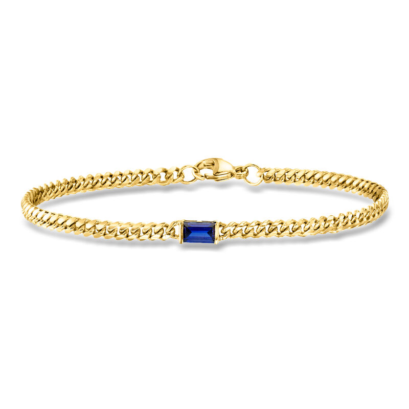 .30 Carat Lab-Grown Sapphire Curb-Link Bracelet in 18kt Gold Over Sterling. 7" image number 0