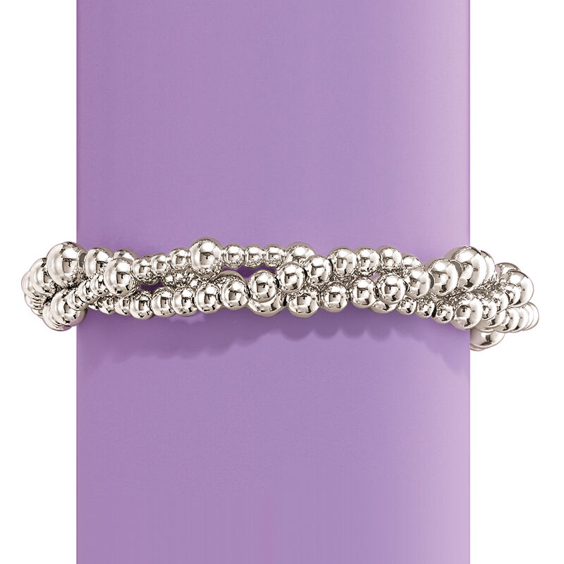 Italian Sterling Silver Twisted Multi-Bead Bracelet image number 7