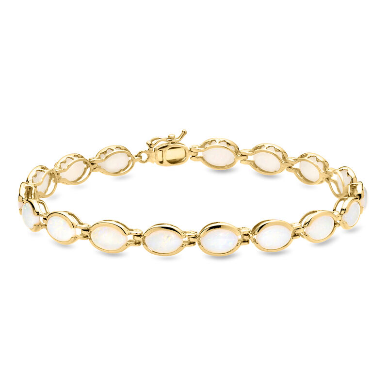 C. 1980 Vintage Opal Tennis Bracelet in 14kt Yellow Gold image number 0