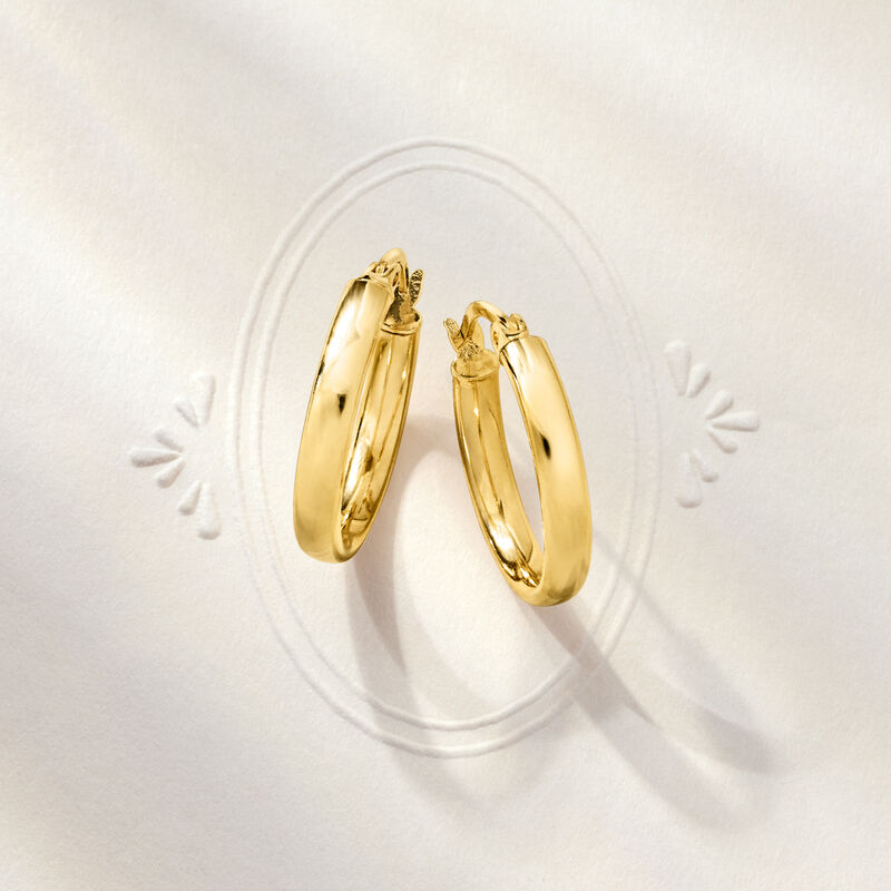 18kt Gold Over Sterling Hoop Earrings. 3/4" image number 2