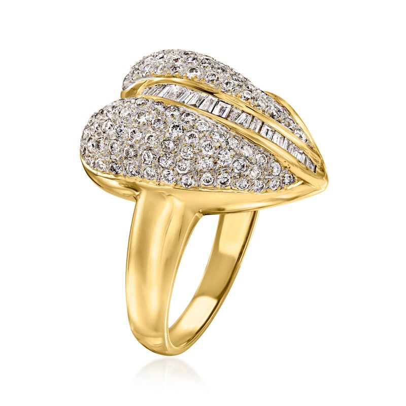 C. 1990 Vintage 2.00 ct. t.w. Diamond Heart Ring in 18kt Yellow Gold. Size 8 image number 2