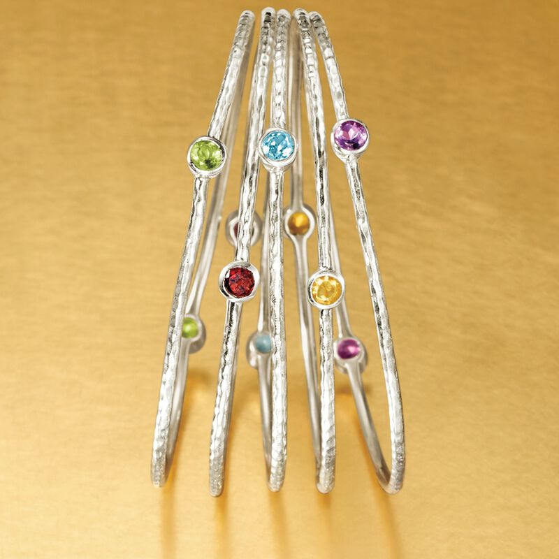 2.30 ct. t.w. Multi-Stone Jewelry Set: Five Bangle Bracelets in Sterling Silver image number 2