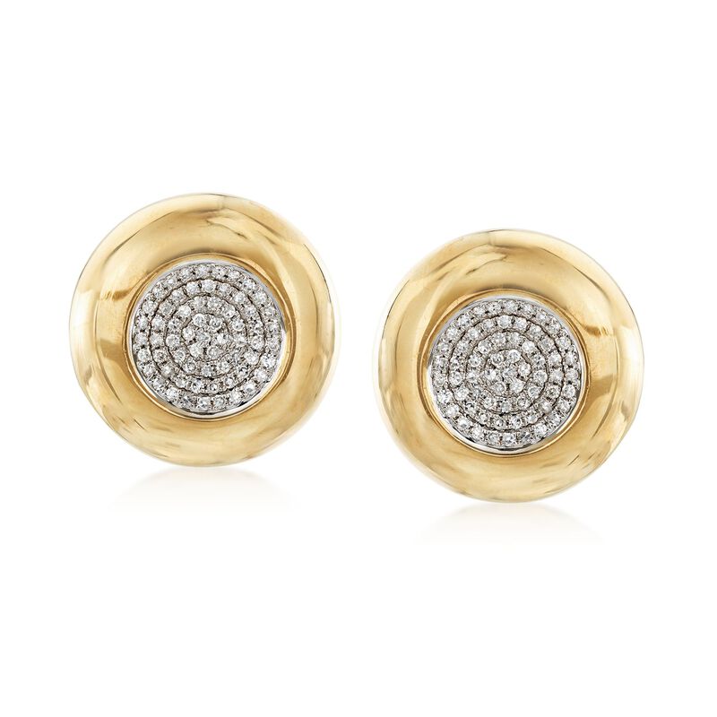 .65 ct. t.w. Pave Diamond Circle Earrings in 14kt Yellow Gold  image number 0