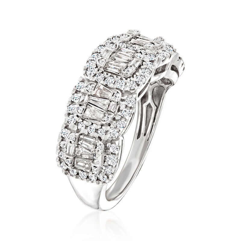 1.00 ct. t.w. Round and Baguette Diamond Ring in Sterling Silver image number 2