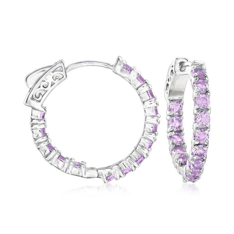3.08 ct. t.w. Amethyst Inside-Outside Hoop Earrings in Sterling Silver image number 0