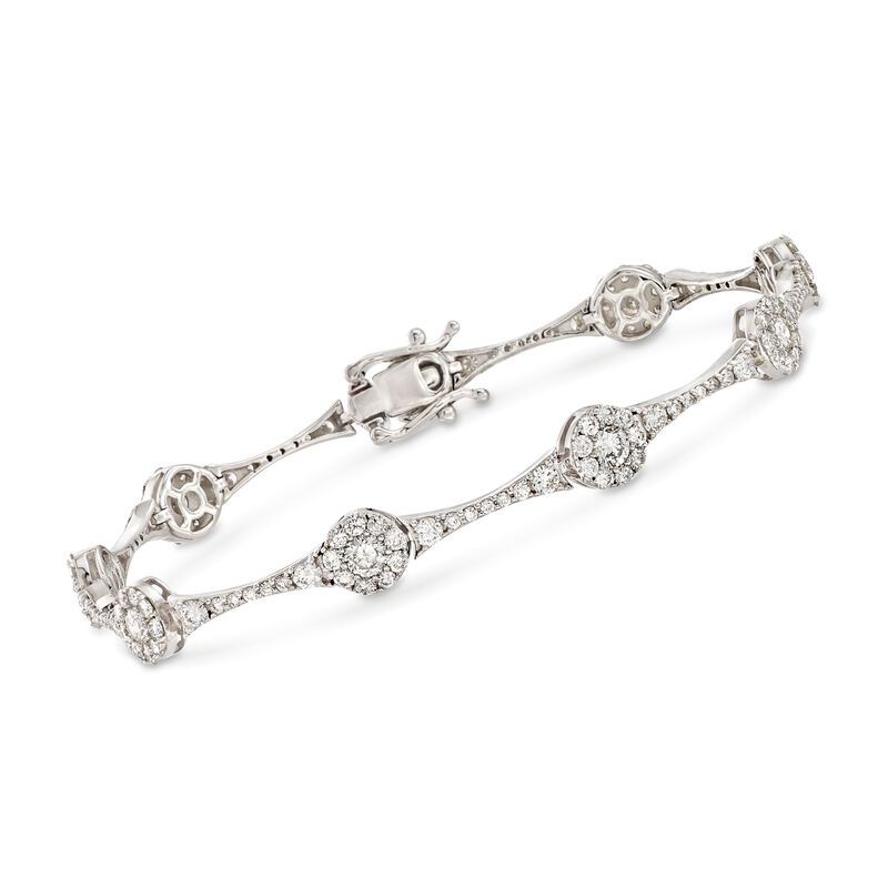 4.00 ct. t.w. Diamond Circle Station Link Bracelet in 14kt White Gold image number 0