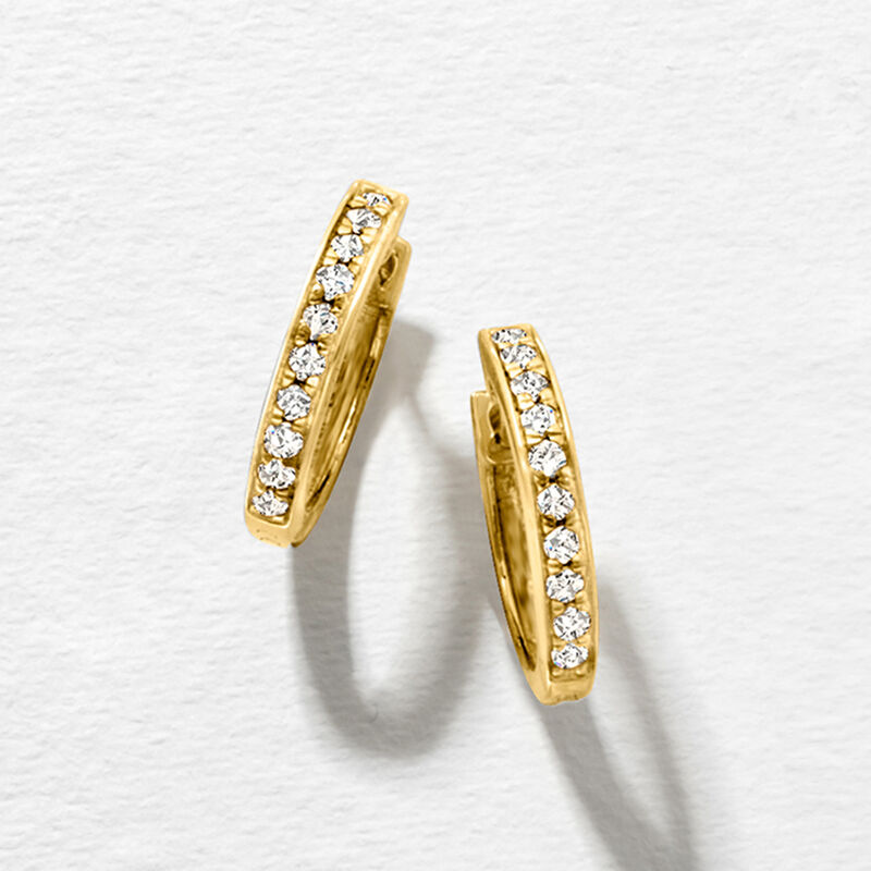 .20 ct. t.w. Diamond Huggie Hoop Earrings in 14kt Yellow Gold. 3/8" image number 1