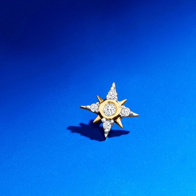 Diamond Star Single Flat-Back Stud Earring in 14kt Yellow Gold  image number 4