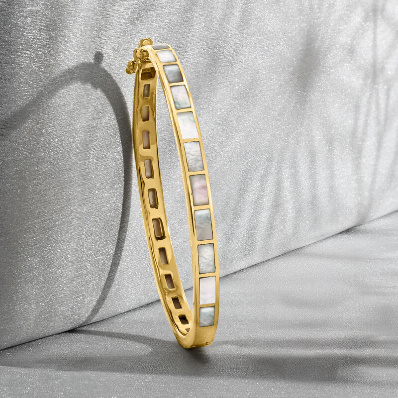 Mother-of-Pearl Bangle Bracelet in 18kt Gold Over Sterling image number 3