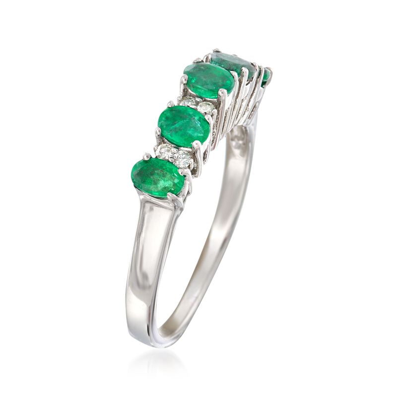 .70 ct. t.w. Emerald and .10 ct. t.w. Diamond Ring in 14kt White Gold image number 2