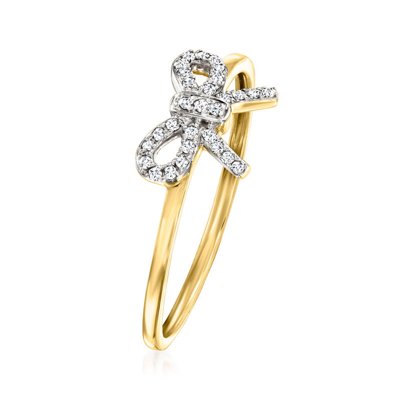 Diamond Bow Ring in 14kt Yellow Gold. Size 10 image number 2