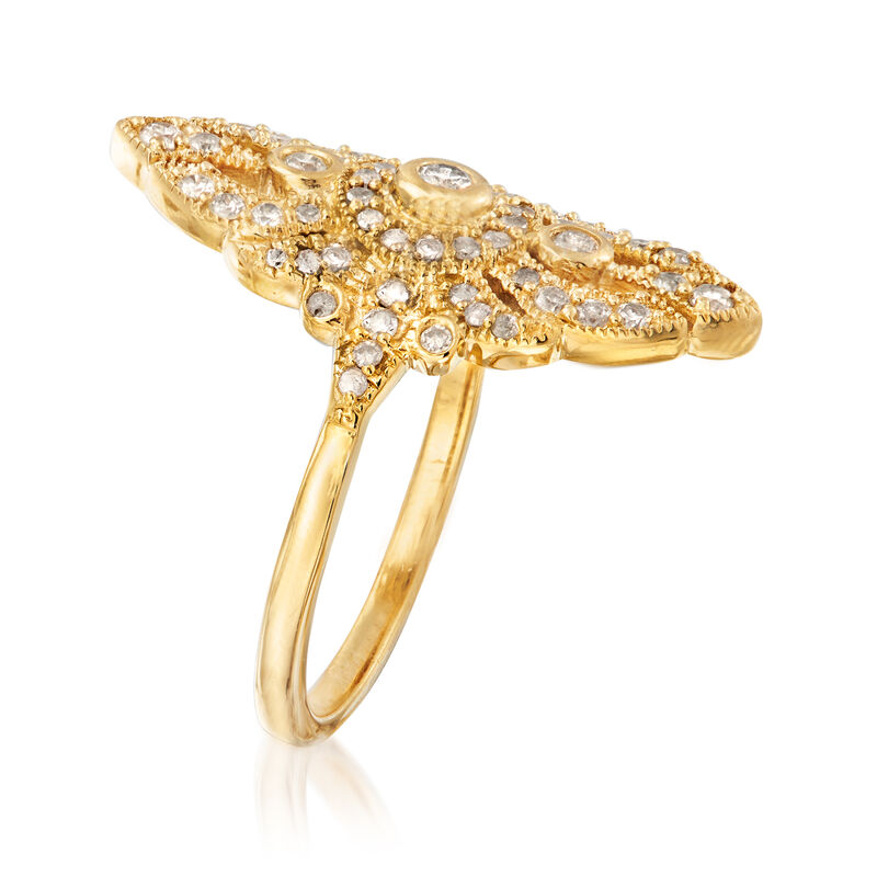 .50 ct. t.w. Diamond Openwork Ring in 18kt Gold Over Sterling image number 2